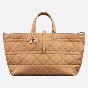 Dior Tan Quilted Toulouse Tote with Gold Hardware